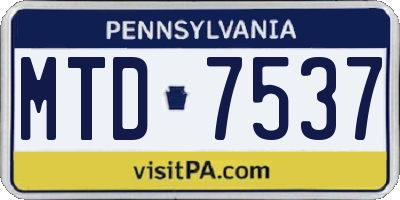 PA license plate MTD7537