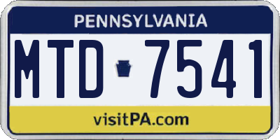 PA license plate MTD7541