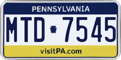 PA license plate MTD7545