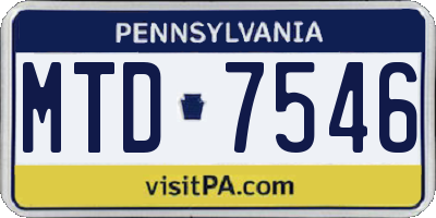 PA license plate MTD7546