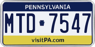 PA license plate MTD7547