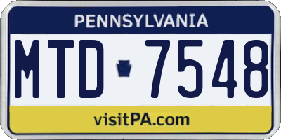 PA license plate MTD7548