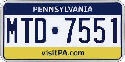 PA license plate MTD7551