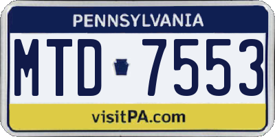 PA license plate MTD7553