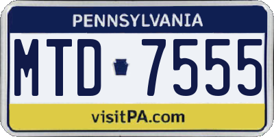 PA license plate MTD7555