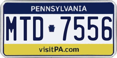 PA license plate MTD7556
