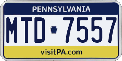 PA license plate MTD7557