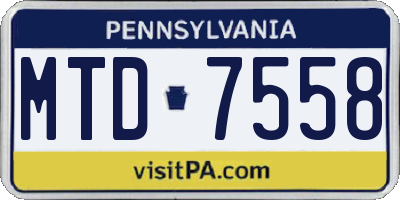 PA license plate MTD7558