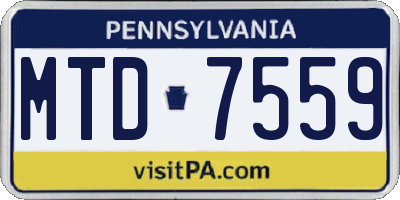 PA license plate MTD7559