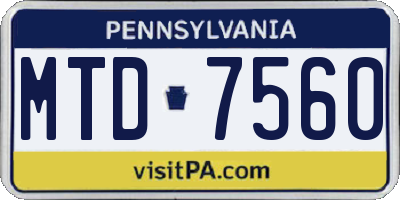 PA license plate MTD7560