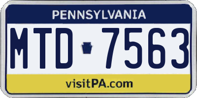 PA license plate MTD7563