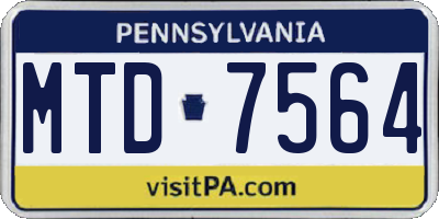 PA license plate MTD7564