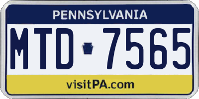 PA license plate MTD7565