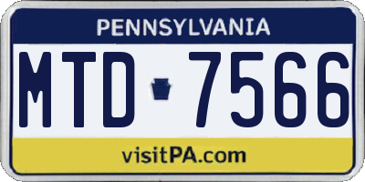 PA license plate MTD7566