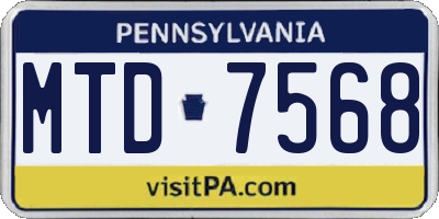 PA license plate MTD7568