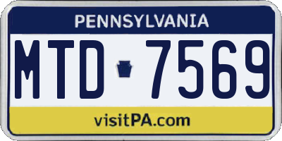 PA license plate MTD7569