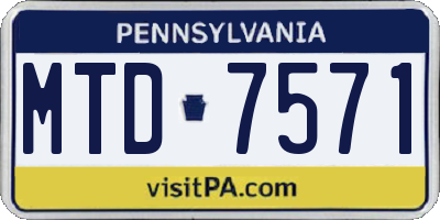 PA license plate MTD7571