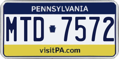PA license plate MTD7572
