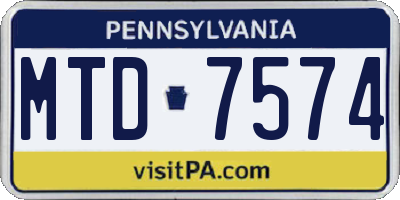 PA license plate MTD7574