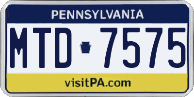 PA license plate MTD7575