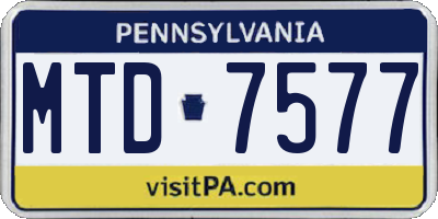 PA license plate MTD7577