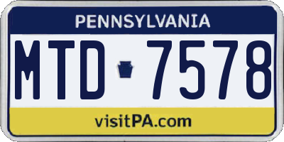 PA license plate MTD7578