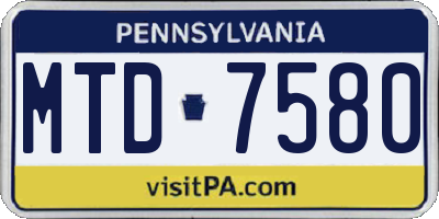 PA license plate MTD7580