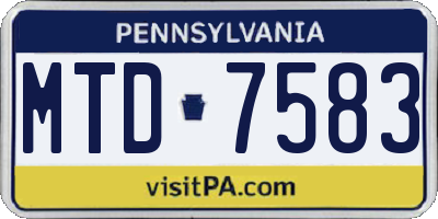 PA license plate MTD7583