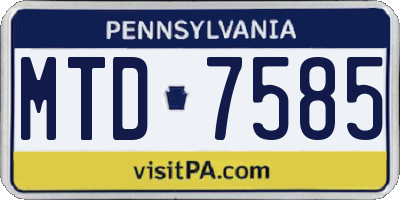 PA license plate MTD7585