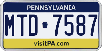 PA license plate MTD7587