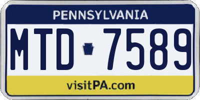 PA license plate MTD7589