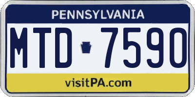 PA license plate MTD7590