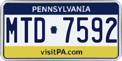 PA license plate MTD7592