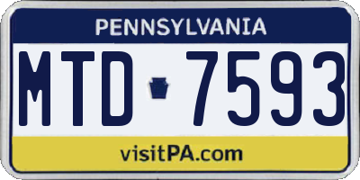 PA license plate MTD7593