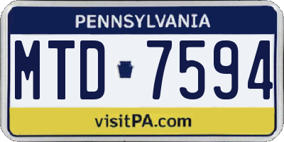 PA license plate MTD7594