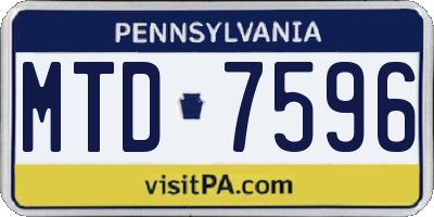 PA license plate MTD7596