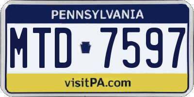 PA license plate MTD7597