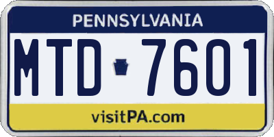 PA license plate MTD7601