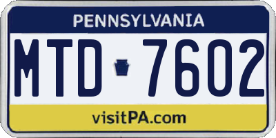 PA license plate MTD7602