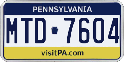 PA license plate MTD7604