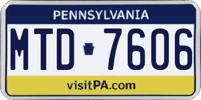 PA license plate MTD7606