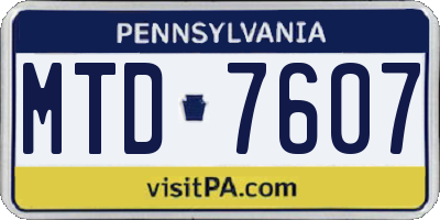 PA license plate MTD7607