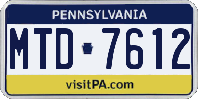 PA license plate MTD7612