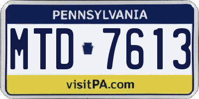 PA license plate MTD7613