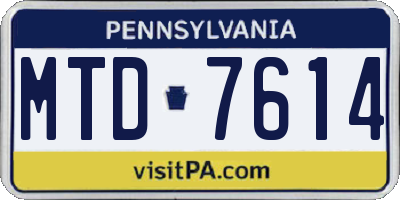 PA license plate MTD7614