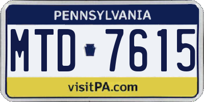 PA license plate MTD7615