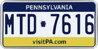 PA license plate MTD7616