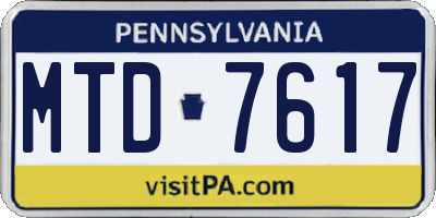 PA license plate MTD7617