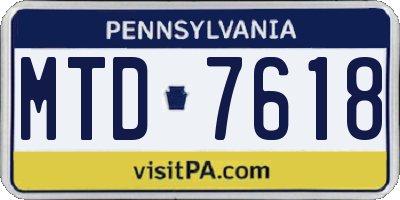 PA license plate MTD7618