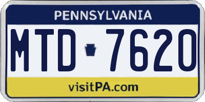 PA license plate MTD7620